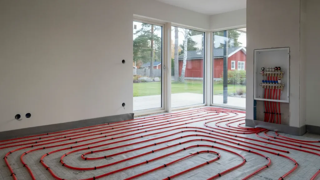 installation av vattenburen golvvarme i villa i gudo 1380